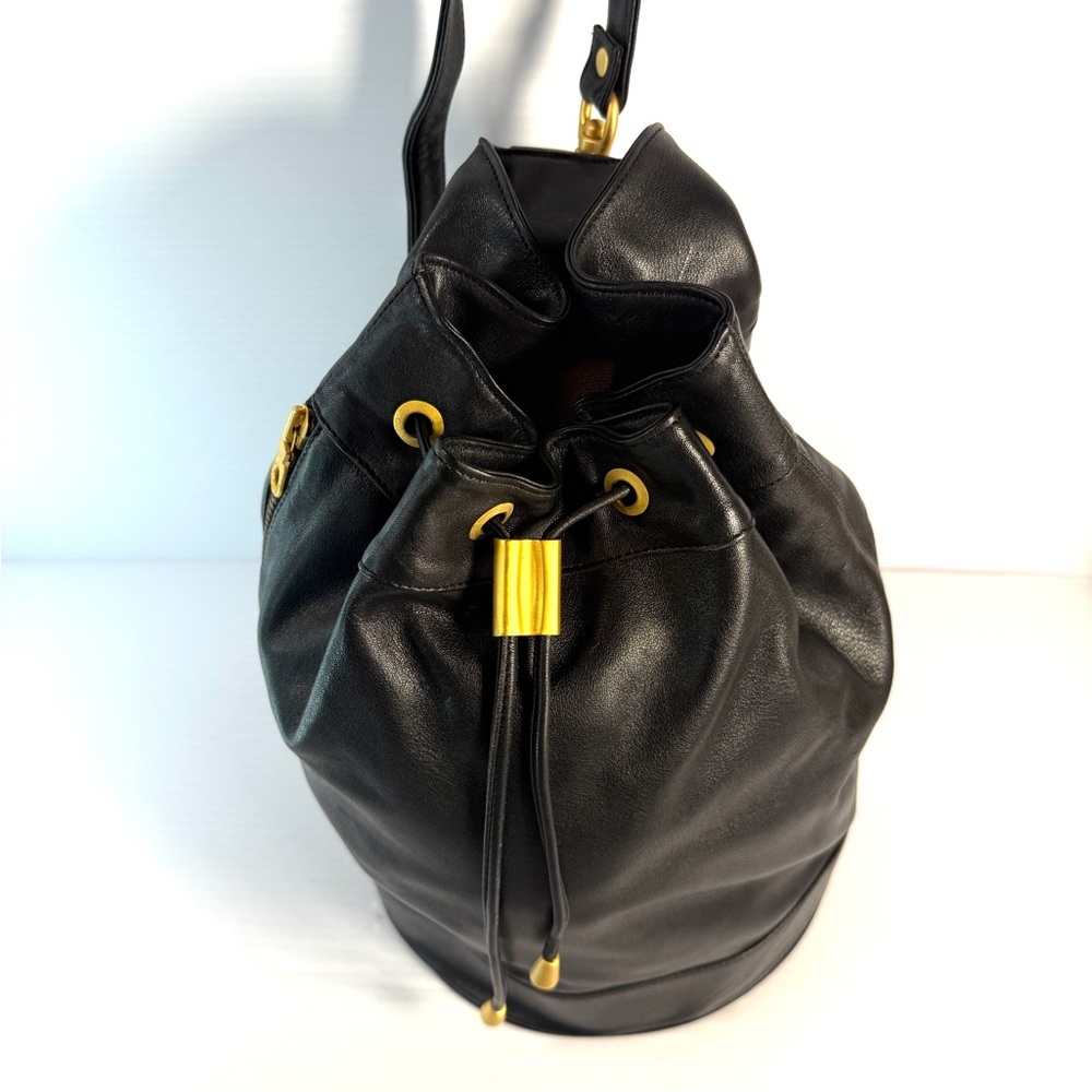 Andrew Marc Black Hobo Bag with Gold Details